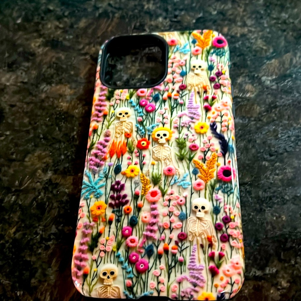 Cute skeleton and flowers IPhone 13 Pro Max case.